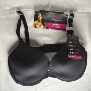 Maidenform Bra 34D Demi 09729J custom Lift T-Shirt Bra Underwire‎ Black
